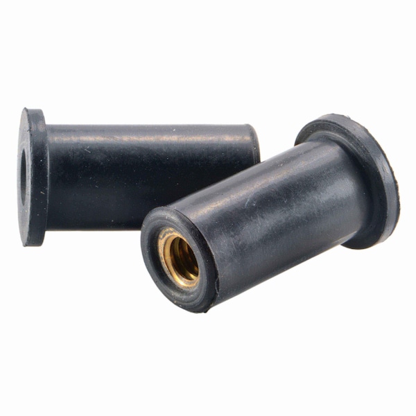 Rivet Nut, 1/4"-20 Thread Size, 1 in L, Rubber, 7 PK